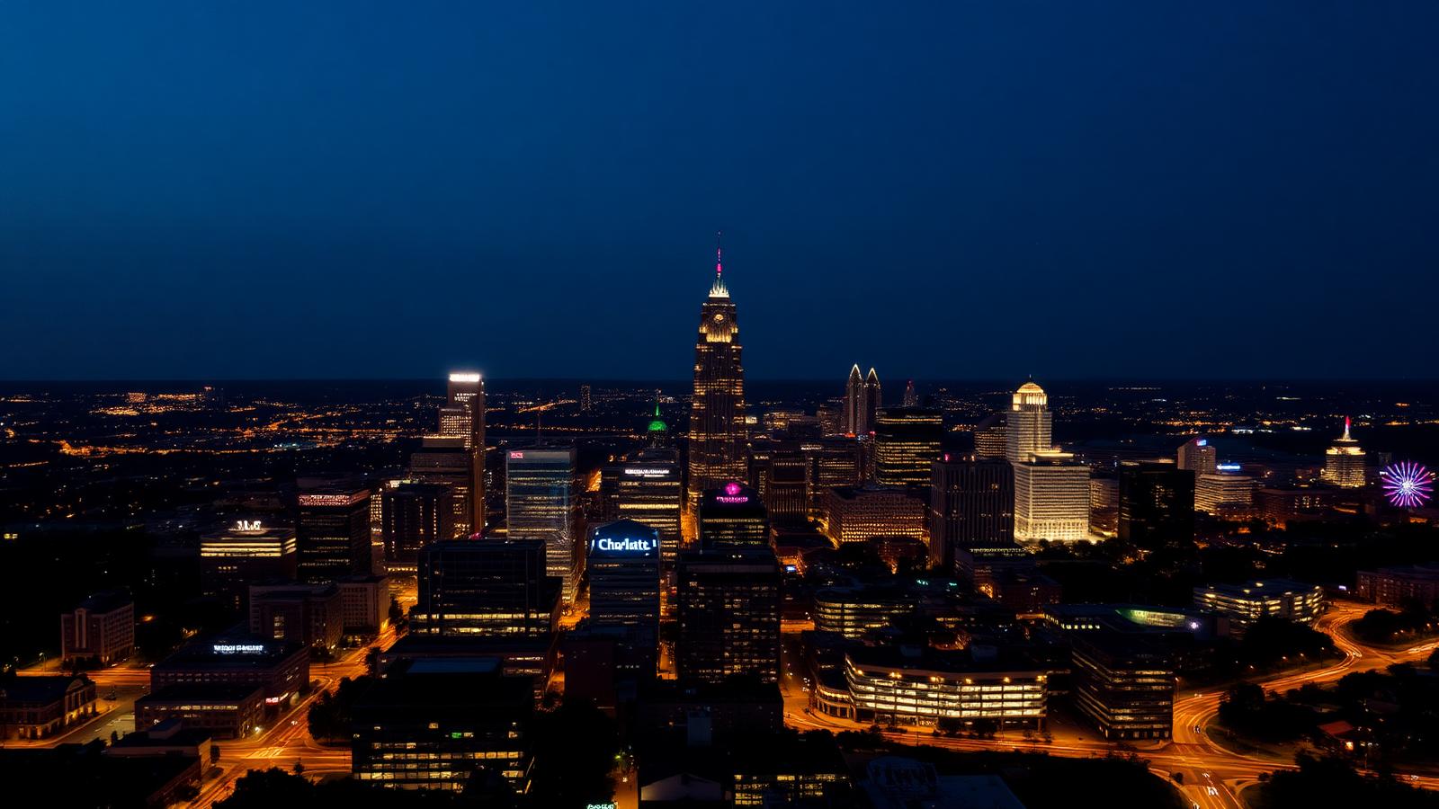 Charlotte skyline at night